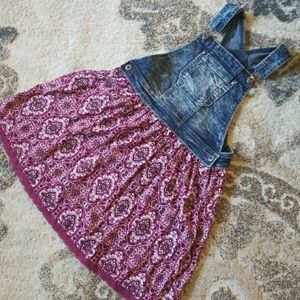 Girls Denim and Fabric Skirt Jumper 10/12